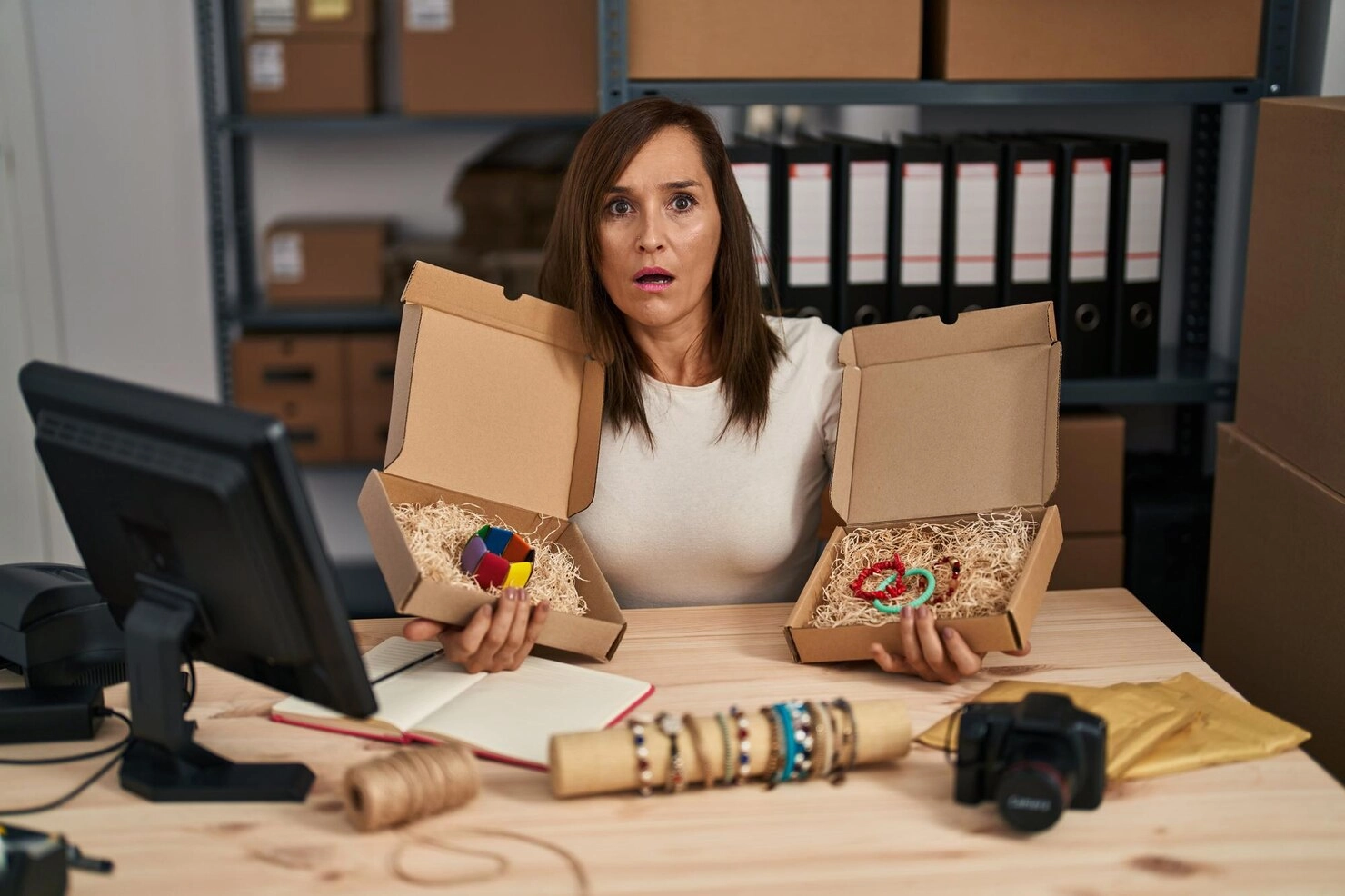 middle-age-woman-working-small-bracelets-business-ecommerce